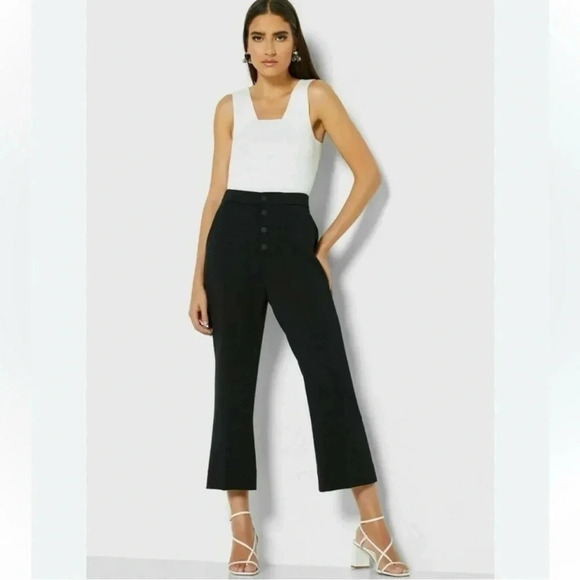Banana Republic Pants High Rise Cropped  Flare Trousers Black Size 0 NWOT - Picture 1 of 16